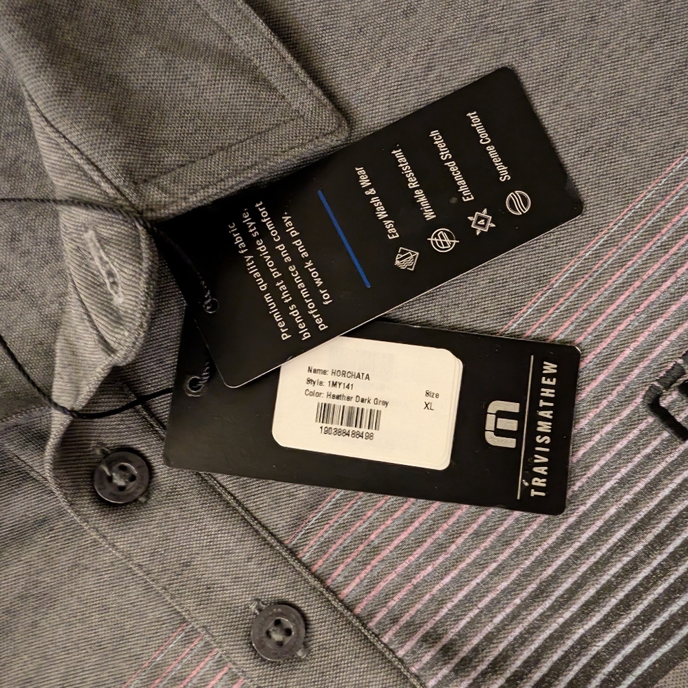 NWT Travis Mathew Horchata Polo Men's Size XL Made in Peru *small flaw* - Picture 3 of 7